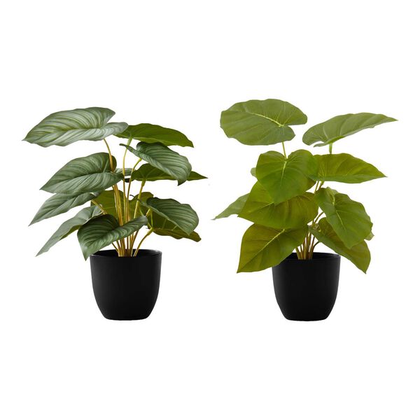 Black Green 13-Inch Indoor Table Potted Decorative Artificial Plant, Set of Two, image 1